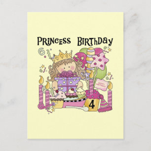 Invitation Carte Postale Party Princess 4th Birthday Tshirts et cadeaux