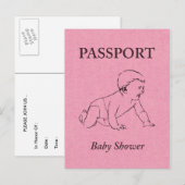 Invitation Carte Postale Passeport baby shower (Devant / Derrière)