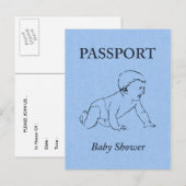 Invitation Carte Postale Passeport baby shower (Devant / Derrière)