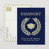 Invitation Carte Postale passeport de diplôme (Devant / Derrière)