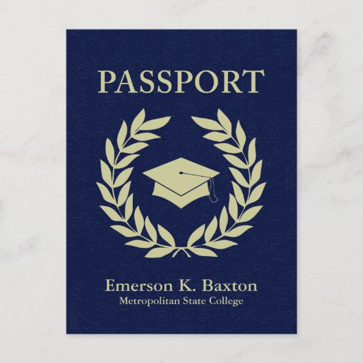 Invitation Carte Postale passeport de diplôme (Devant)