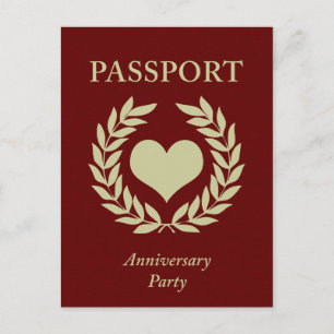 Invitation Carte Postale passeport de fête d'anniversaire