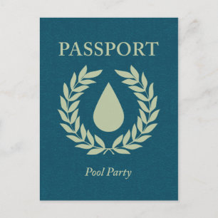 Invitation Carte Postale passeport de la piscine