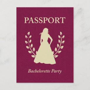 Invitation Carte Postale passeport de partie de bachelorette