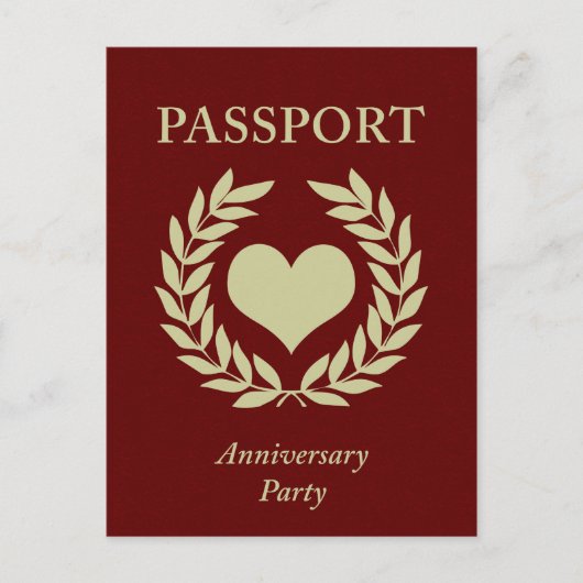 Invitation Carte Postale passeport de soirée d'anniversaire (Devant)