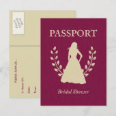 Invitation Carte Postale Passeport Fête des mariées (Devant / Derrière)