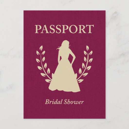 Invitation Carte Postale Passeport Fête des mariées (Devant)