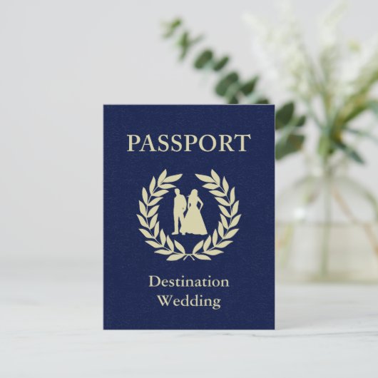 Invitation Carte Postale passeport mariage de destination (Debout devant)