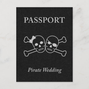 Invitation Carte Postale passeport mariage pirate