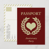Invitation Carte Postale passeport pour la fête d'anniversaire (Devant / Derrière)