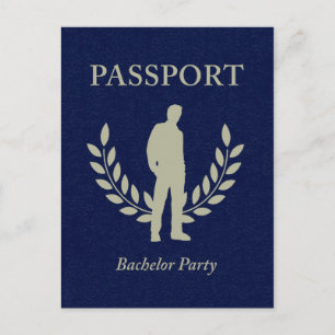 Invitation Carte Postale passeport pour l'enterrement de vie de garçon