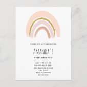 Invitation Carte Postale Pastel Pink & Faux Parties scintillant Boho Rainbo (Devant)