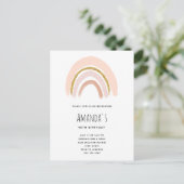 Invitation Carte Postale Pastel Pink & Faux Parties scintillant Boho Rainbo (Debout devant)