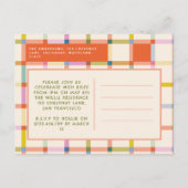 Invitation Carte Postale Pastel Plaid "Two Many Fun" 2e anniversaire (Dos)