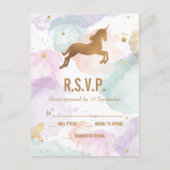 Invitation Carte Postale Pastel Unicorn fête d'anniversaire RSVP (Devant)