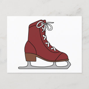 Invitation Carte Postale Patin à glace rouge