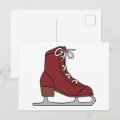 Invitation Carte Postale Patin à glace rouge (Devant / Derrière)