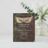 Invitation Carte Postale Patina Copper Gold Masque Sweet 16 (Debout devant)