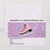 Invitation Carte Postale Patinage sur glace, Patinage rose (Devant / Derrière)