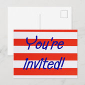 Invitation Carte Postale Patriotique rouge, blanc et bleu (Devant / Derrière)