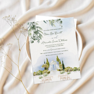 Invitation Carte Postale Pavillon de jardin aquarelle mariage extérieur