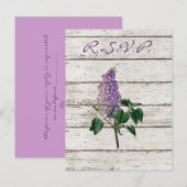 Invitation Carte Postale pays blanc grange bois violet lilas mariage (Devant / Derrière)