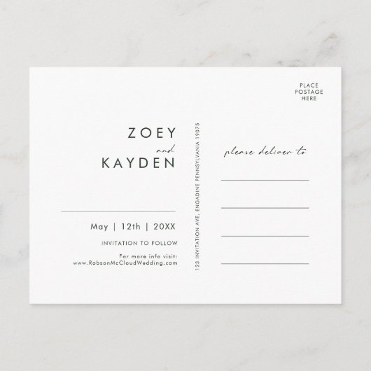 Invitation Carte Postale Pays Bold Sunflower Script | Bois Enregistrer la d (Dos)