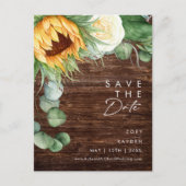 Invitation Carte Postale Pays Bold Sunflower Script | Bois Enregistrer la d (Devant)