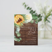 Invitation Carte Postale Pays Bold Sunflower Script | Bois Enregistrer la d (Debout devant)