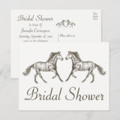 Invitation Carte Postale Pays Fête des mariées Cheval Mariage Brown Rustiqu (Devant / Derrière)