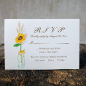 Invitation Carte Postale Pays Floral Jaune Sunflower Mariage RSVP