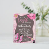 Invitation Carte Postale Pays Parties scintillant rose fille Aquarelle Anni (Debout devant)