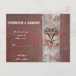 Invitation Carte Postale Pays Peint Bois Skeleton Keys Mariage RSVP