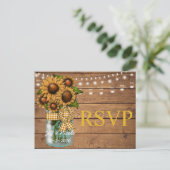 Invitation Carte Postale Pays Russe Mason Jar avec tournesol (Debout devant)