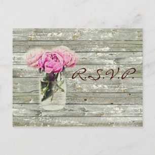 Invitation Carte Postale pays rustique rose mason jar mariage rsvp