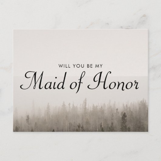 Invitation Carte Postale Paysage Forêt Misty Maid Of Honor Proposition (Devant)