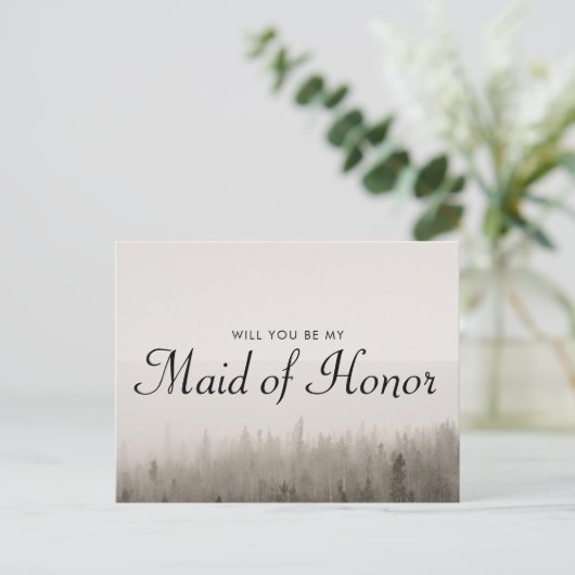 Invitation Carte Postale Paysage Forêt Misty Maid Of Honor Proposition (Debout devant)
