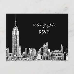 Invitation Carte Postale Paysage urbain de NYC 01 Gravure DIY Fond de coule