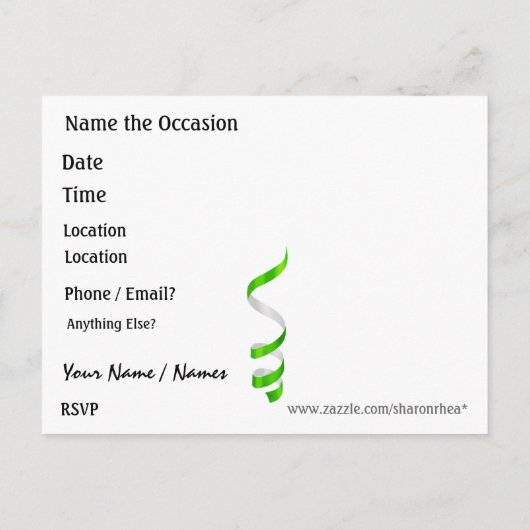 Invitation Carte Postale Peace and Party ! par SRF (Dos)