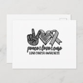 Invitation Carte Postale Peace Love Cure Lung Cancer Sensibilisation (Devant / Derrière)