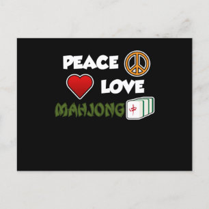 Invitation Carte Postale Peace Love Mahjong Jeu Joueur Mahjong