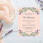 Invitation Carte Postale Peach lavande violet floraux mariage verdure