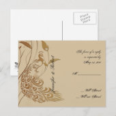 Invitation Carte Postale Peacock Art Déco Bronze Floral RSVP Postcard v2 (Devant / Derrière)