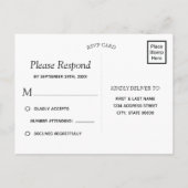Invitation Carte Postale Peine florale rose | RSVP (Dos)