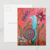 Invitation Carte Postale peinture d'escargot rose (Devant / Derrière)