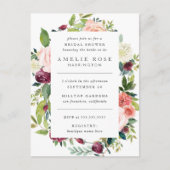 Invitation Carte Postale Peonies modernes et Fête des mariées de couronne R (Devant)