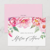Invitation Carte Postale Peonies roses serez-vous mon maître d'honneur (Devant / Derrière)
