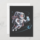 Invitation Carte Postale Père Noël Astronaut avec Spacesuit Festif Noël (Devant / Derrière)