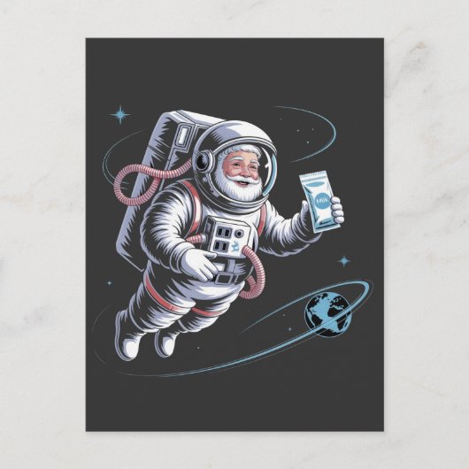 Invitation Carte Postale Père Noël Astronaut avec Spacesuit Festif Noël (Devant)
