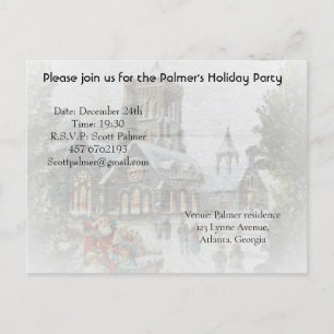 Invitation Carte Postale Père Noël d'autrefois avec des enfants devant une 